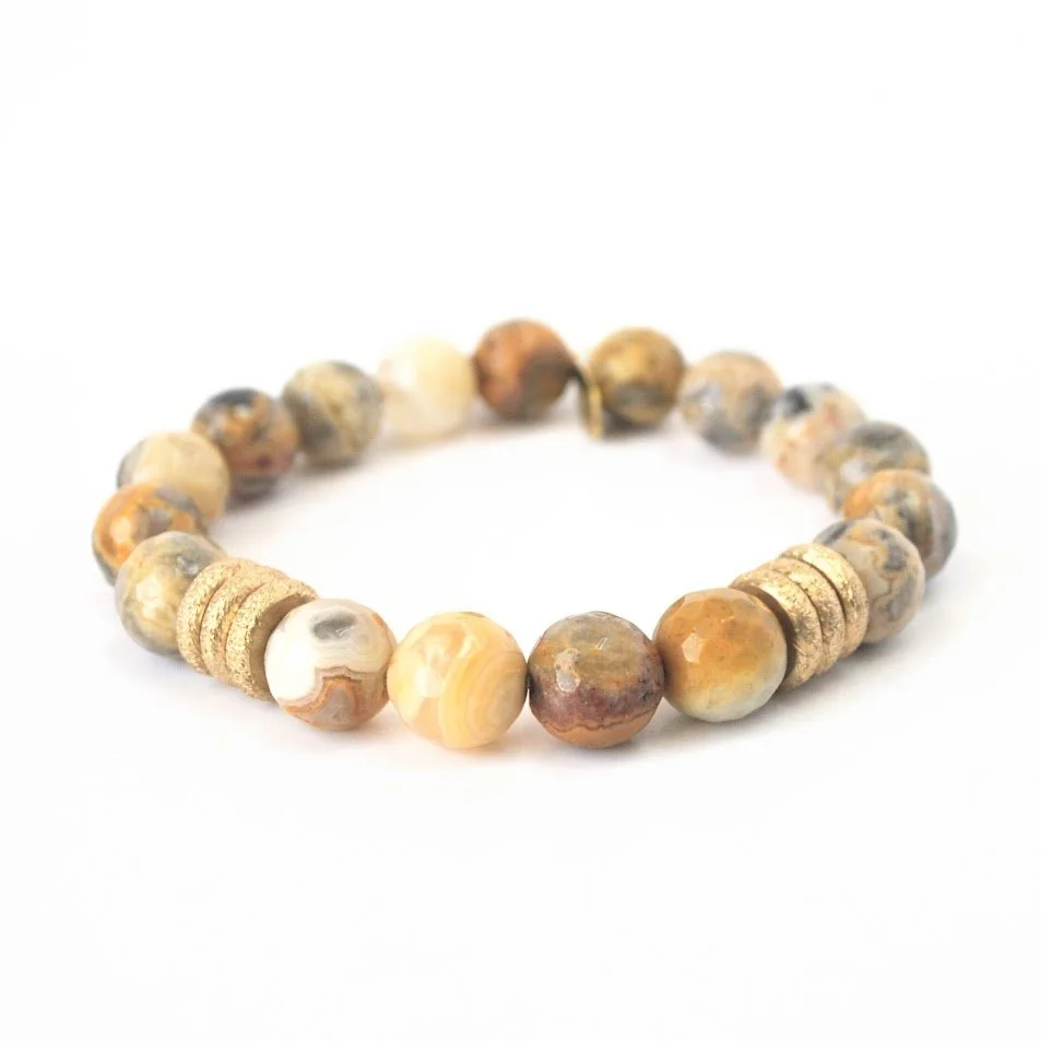 10mm Mexican Crazy Lace Agate + Rings — Koehn & Koehn Jewelers